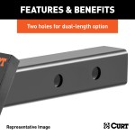 CURT Dual Length Ball Mount for Versatile Towing Solutions CURT dual length ball mount for towing, fits 2 inch hitch receiver, black powder coat finish