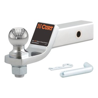 CURT Loaded Ball Mount with 2 Inch Ball and Chrome Finish CURT loaded ball mount with pre-fitted trailer ball, 7,500 lbs capacity, chrome-plated finish and 2 inch ball.