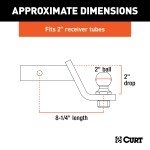 CURT Loaded Ball Mount with 2 Inch Ball and Chrome Finish CURT loaded ball mount with pre-fitted trailer ball, 7,500 lbs capacity, chrome-plated finish and 2 inch ball.