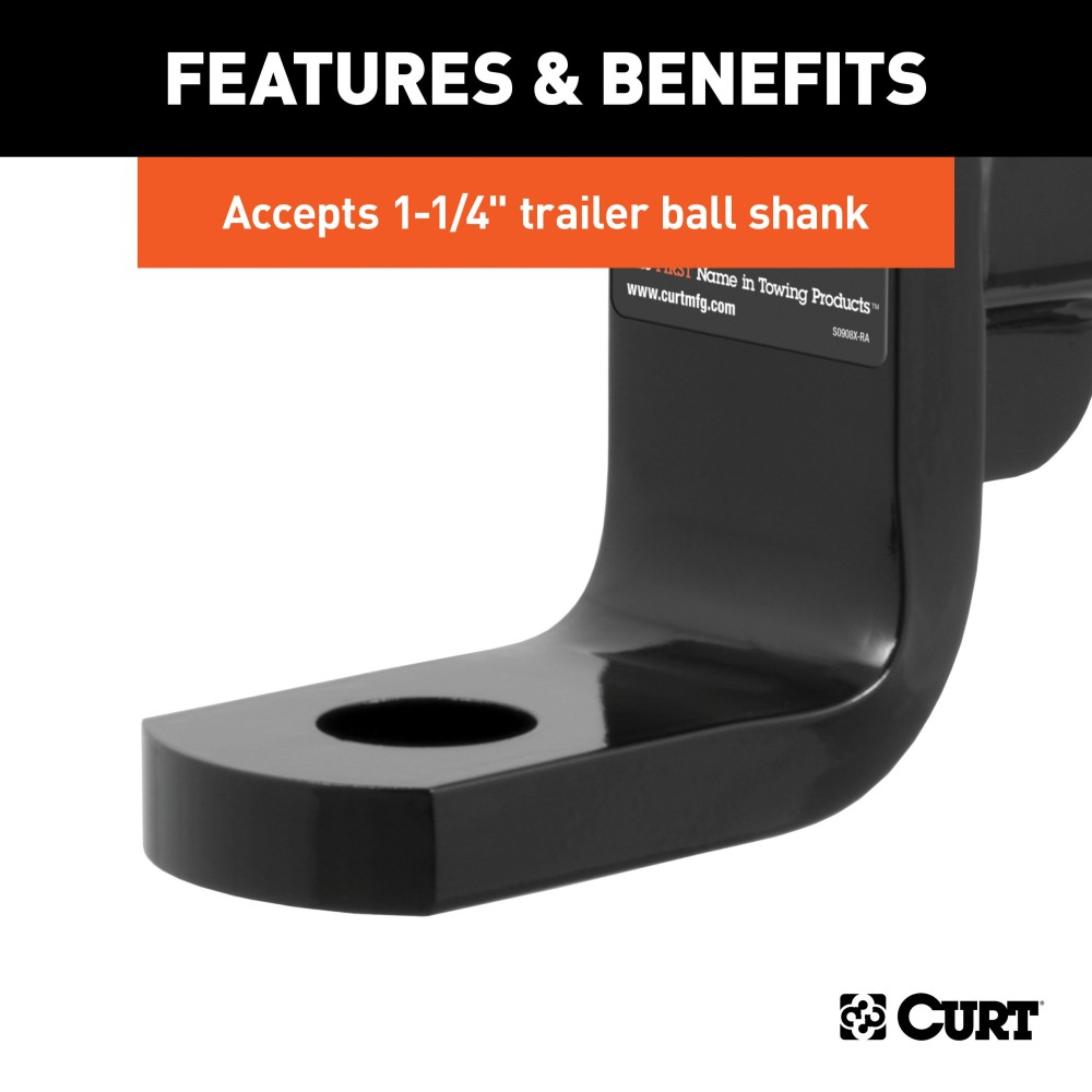 CURT Class 4 Heavy-Duty Ball Mount with 2" x 2" Shank CURT Class 4 ball mount featuring 2" x 2" shank and gloss black powder coat finish.