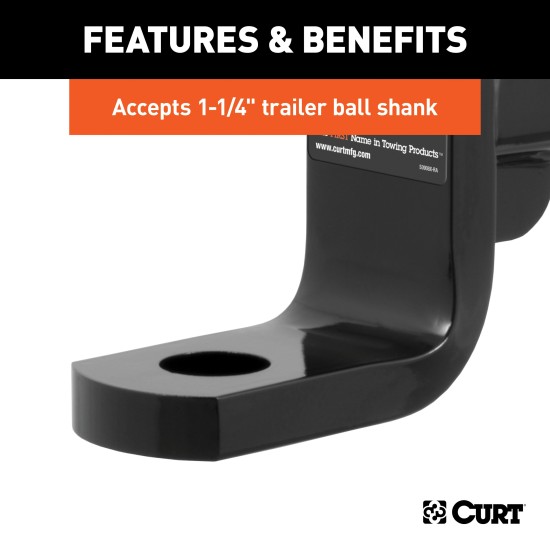 CURT Class 4 Heavy-Duty Ball Mount with 2" x 2" Shank CURT Class 4 ball mount featuring 2" x 2" shank and gloss black powder coat finish.