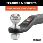 CURT Forged Loaded Ball Mount with 2-5/16" Trailer Ball - 15,000 lbs CURT loaded ball mount with durable finish, 2-5/16" trailer ball, 15,000 lbs weight capacity