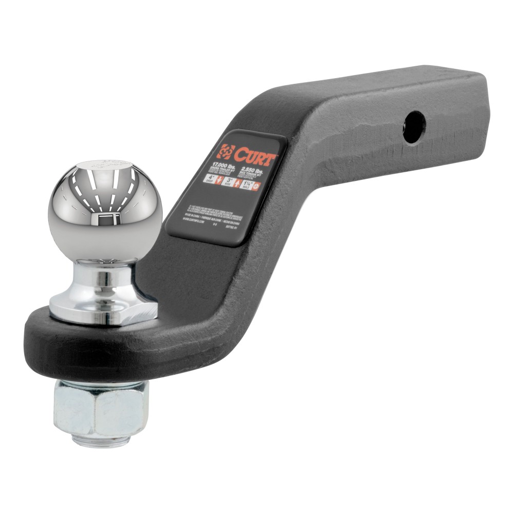 CURT loaded ball mount with factory-torqued 2-5/16 inch trailer ball, fits 2 inch hitch receiver