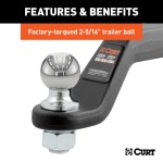 CURT loaded ball mount with factory-torqued 2-5/16 inch trailer ball, fits 2 inch hitch receiver
