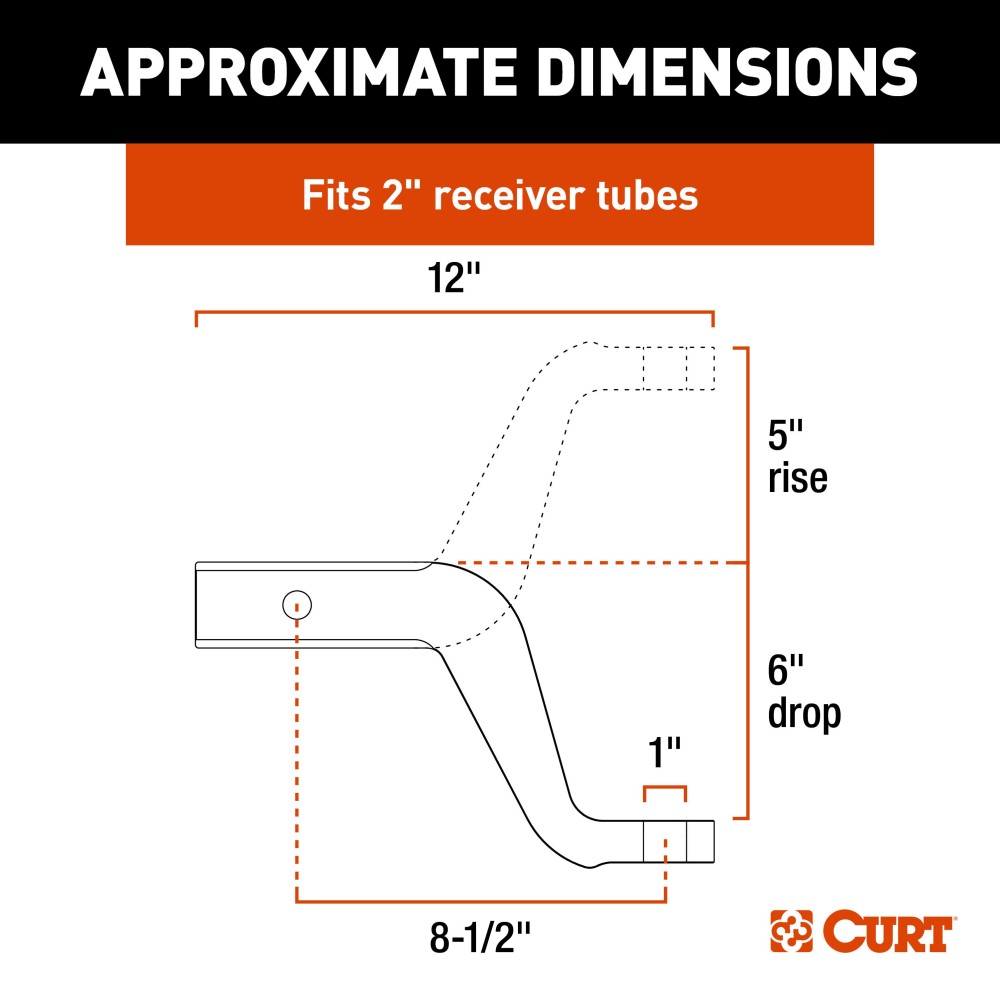 CURT aluminum trailer hitch ball mount with 2-inch shank, 8K capacity