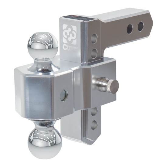 AlumaLite Aluminum Drop Hitch with Adjustable Dual Balls AlumaLite aluminum drop hitch featuring adjustable dual balls for safe trailer towing.