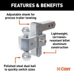 AlumaLite Aluminum Drop Hitch with Adjustable Dual Balls AlumaLite aluminum drop hitch featuring adjustable dual balls for safe trailer towing.