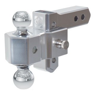 AlumaLite Aluminum Drop Hitch with Adjustable Dual Ball AlumaLite aluminum drop hitch with dual ball, lightweight billet aluminum, universal fit for 2" hitches.