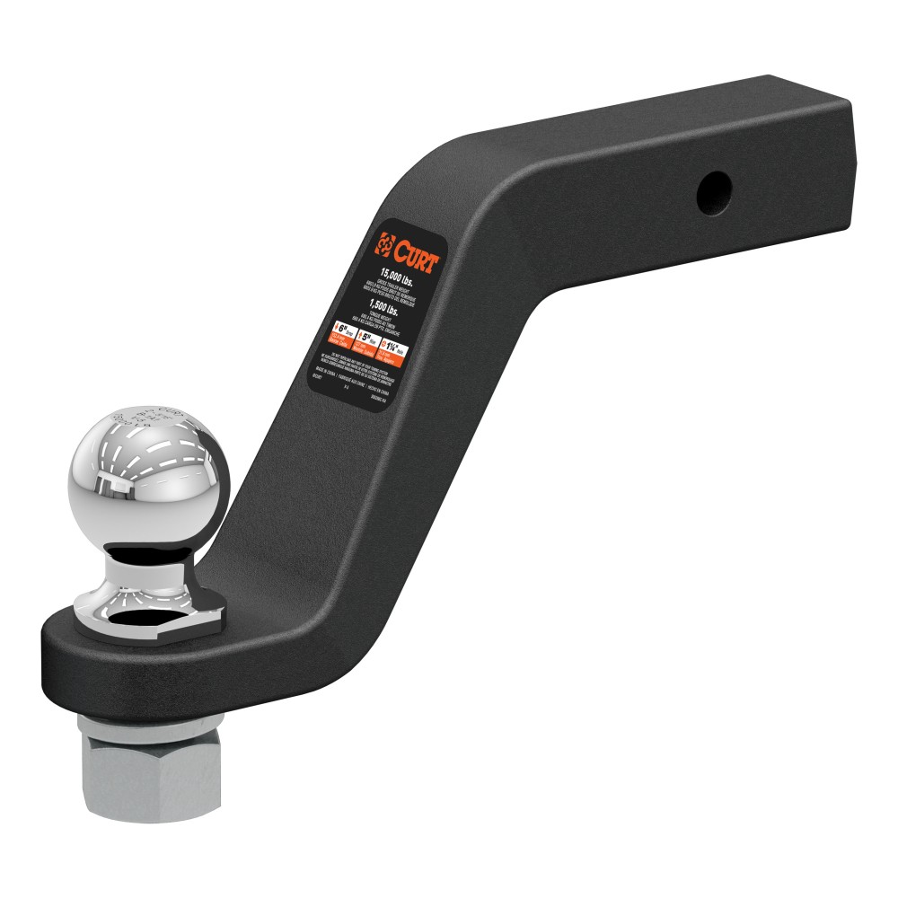 CURT Forged Ball Mount with 2-5/16 Inch Trailer Ball CURT forged ball mount with a 2-5/16 inch trailer ball, rated for 15,000 lbs