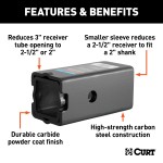 CURT Hitch Reducer Sleeve Set for 3 inch Receiver Compatibility CURT reducer sleeves for 3 inch receiver to 2-1/2 or 2 inch shank, durable finish