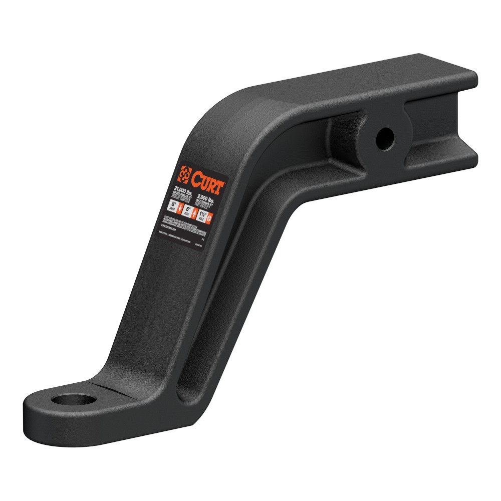 CURT Industrial Duty Ball Mount for 3-inch Trailer Hitches CURT industrial duty ball mount with 3" shank, 8" drop, carbide finish, rated 21,000 lbs GTW.