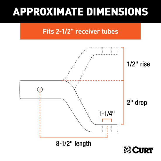 CURT Commercial-Duty Forged Ball Mount for Heavy-Duty Towing CURT forged ball mount on a commercial truck with 2-1/2 inch hitch receiver