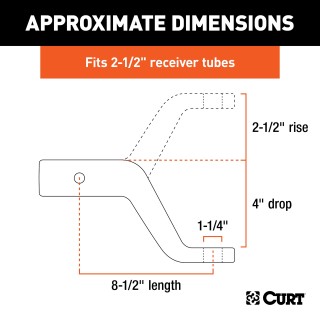 CURT Commercial-Duty Forged Ball Mount for Superior Towing CURT forged ball mount with 20,000 lbs towing capacity, black carbide finish
