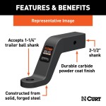 CURT Commercial-Duty Forged Ball Mount for Heavy-Duty Towing CURT forged ball mount capable of towing up to 20,000 lbs with durable carbide finish