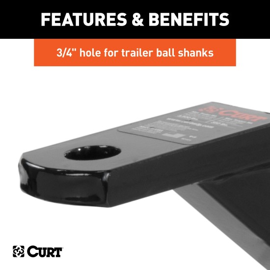 CURT Vertical Trailer Hitch Adapter for 1-1/4-Inch Receiver CURT vertical trailer hitch adapter with durable gloss black powder coat finish