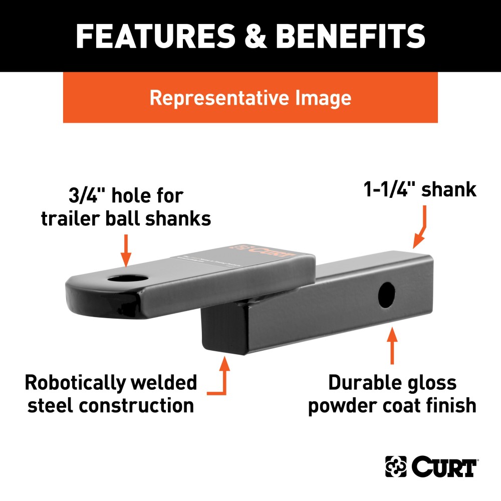 CURT class 2 ball mount with black powder coating for towing vehicles