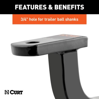 CURT Class 2 Ball Mount for 1-1/4 Inch Hitch Receiver CURT Class 2 ball mount with 3,500 lbs capacity for light-duty towing