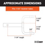 CURT Class 2 Ball Mount for Light and Standard-Duty Towing CURT class 2 ball mount with 1-1/4 inch x 1-1/4 inch shank, black powder coat
