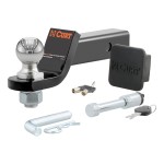 CURT Towing Starter Kit with Ball Mount and Hitch Lock CURT towing starter kit including ball mount, hitch lock, and receiver cover