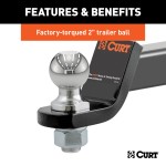 CURT Towing Starter Kit with Ball Mount and Hitch Lock CURT towing starter kit including ball mount, hitch lock, and receiver cover