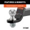 CURT Towing Starter Kit with Ball Mount and Hitch Lock CURT towing starter kit including ball mount, hitch lock, and receiver cover