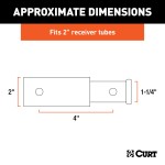 CURT Hitch Adapter - 2 Inch to 1-1/4 Inch with 4 Inch Extension CURT receiver adapter extends 4 inches, converts 2 inch to 1-1/4 inch receiver, black finish