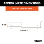 CURT Hitch Extender for 1-1/4 Inch Receiver - 7 Inch Extension CURT hitch extender providing 7 inch extension for 1-1/4 inch receiver tube