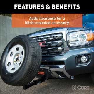 CURT Hitch Extender for 2 Inch Receiver with 8 Inch Extension CURT hitch extender providing 8 inches of clearance for 2 inch receiver towing