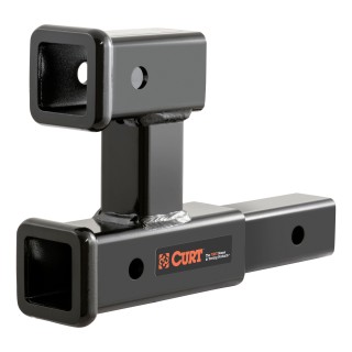 CURT Dual Hitch Extender for 2 Inch Receiver, 8 Inch Extension CURT dual hitch extender adds clearance and allows simultaneous towing and accessory mounting in a 2 inch receiver.