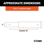 CURT 18 Inch Hitch Extender for 2 Inch Receiver Tube CURT hitch extender with gloss black finish for 2 inch receiver offering 18 inch extension