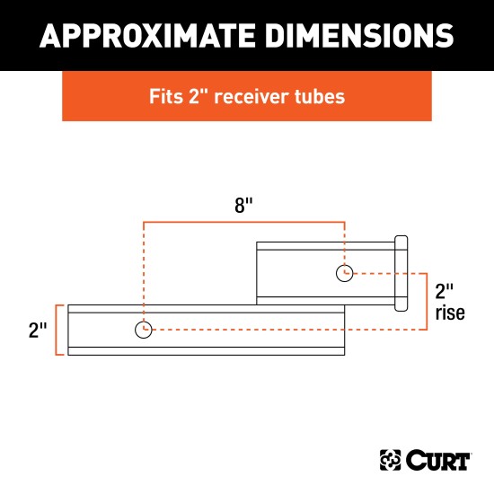 CURT Hitch Adapter Extender with 2-Inch Drop or Rise CURT hitch adapter with 2-inch rise or drop for 2-inch receiver