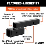 CURT Hitch Adapter Extender with 2-Inch Drop or Rise CURT hitch adapter with 2-inch rise or drop for 2-inch receiver