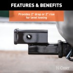 CURT Hitch Adapter Extender with 2-Inch Drop or Rise CURT hitch adapter with 2-inch rise or drop for 2-inch receiver