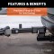 CURT hitch adapter for towing with 4-inch rise or drop, fits 2-inch receiver, black finish.