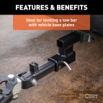 CURT hitch adapter for towing with 4-inch rise or drop, fits 2-inch receiver, black finish.