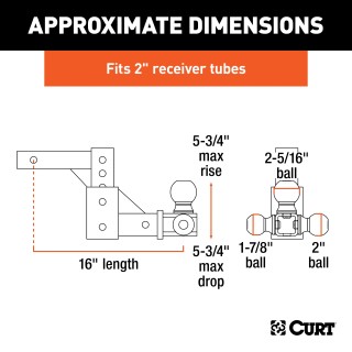 CURT Adjustable Ball Mount with Tri-Ball Design for Versatile Towing CURT adjustable ball mount featuring three trailer ball sizes for various towing needs.