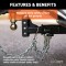 CURT Trailer Safety Chain Hanger Bracket on 2-Inch Hitch CURT safety chain hanger bracket clipped onto a 2-inch hitch shank, keeping trailer chains off the ground with durable steel construction.