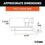 CURT specialty ball mount with dual-function design for 2-inch receiver compatibility, gloss black finish.
