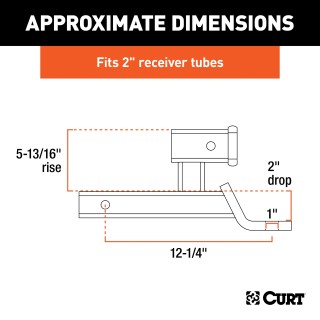 CURT Specialty Dual-Function Ball Mount, Fits 2-Inch Receiver CURT specialty ball mount with dual-function design for 2-inch receiver compatibility, gloss black finish.