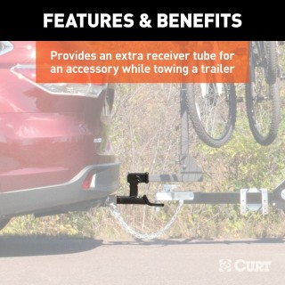 CURT Specialty Dual-Function Ball Mount, Fits 2-Inch Receiver CURT specialty ball mount with dual-function design for 2-inch receiver compatibility, gloss black finish.
