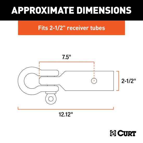 CURT D-ring Shackle Mount for Off-road Recovery - 13000 lbs CURT D-ring shackle mount with 13,000 lbs capacity on a truck hitch
