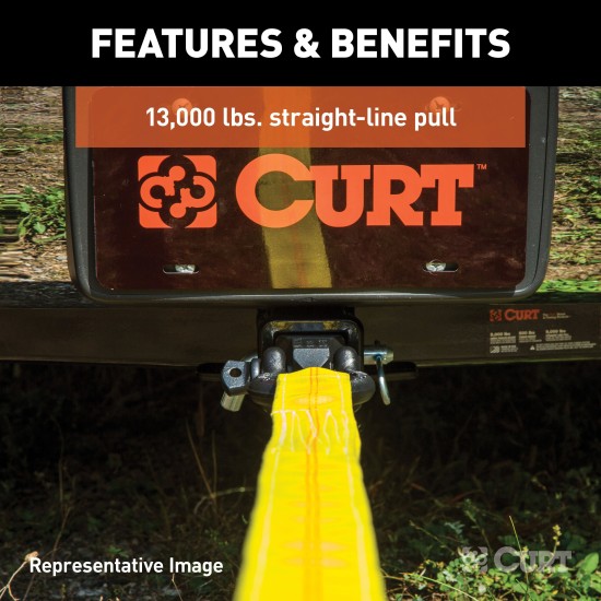 CURT D-ring Shackle Mount for Off-road Recovery - 13000 lbs CURT D-ring shackle mount with 13,000 lbs capacity on a truck hitch