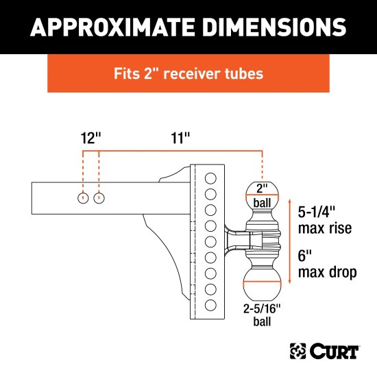 CURT Adjustable Channel-Style Dual Ball Mount for Trailers CURT adjustable channel-style dual ball mount with two ball sizes for versatile trailer towing.