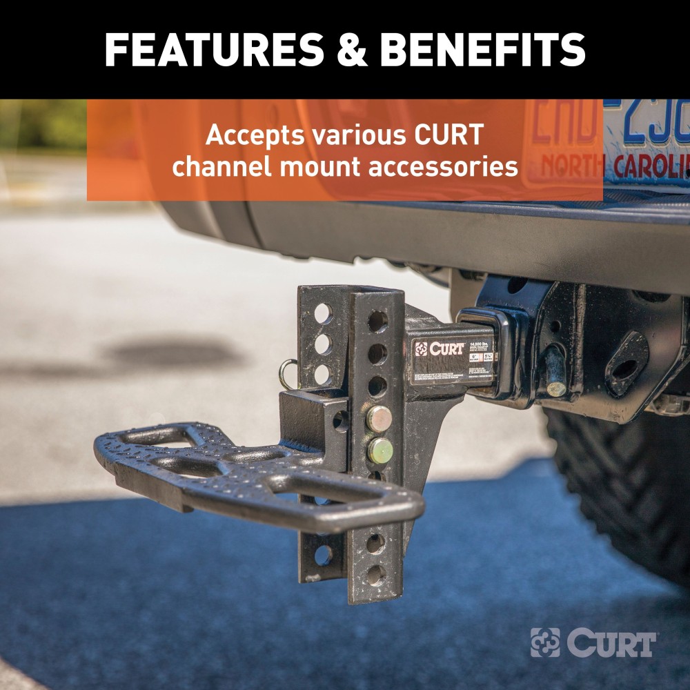 CURT Adjustable Channel-Style Dual Ball Mount for Trailers CURT adjustable channel-style dual ball mount with two ball sizes for versatile trailer towing.