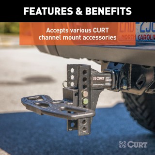 CURT Adjustable Channel-Style Dual Ball Mount for Trailers CURT adjustable channel-style dual ball mount with two ball sizes for versatile trailer towing.