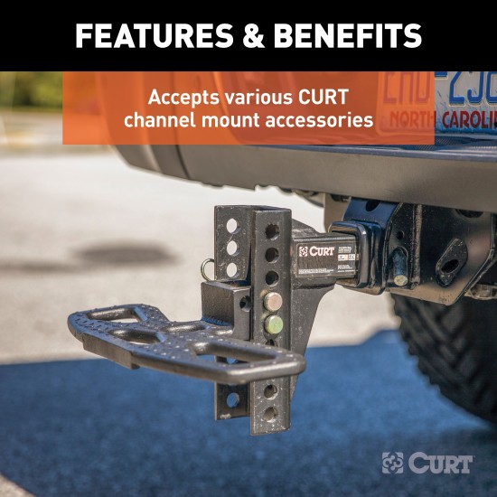CURT Adjustable Channel-Style Dual Ball Mount for Trailers CURT adjustable channel-style dual ball mount with two ball sizes for versatile trailer towing.