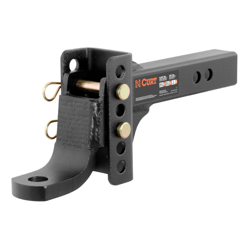 CURT Adjustable Ball Mount with Anti-Rattle and Durable Finish CURT adjustable ball mount with anti-rattle design and durable black finish.