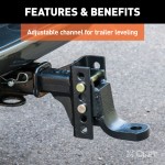 CURT Adjustable Ball Mount with Anti-Rattle and Durable Finish CURT adjustable ball mount with anti-rattle design and durable black finish.