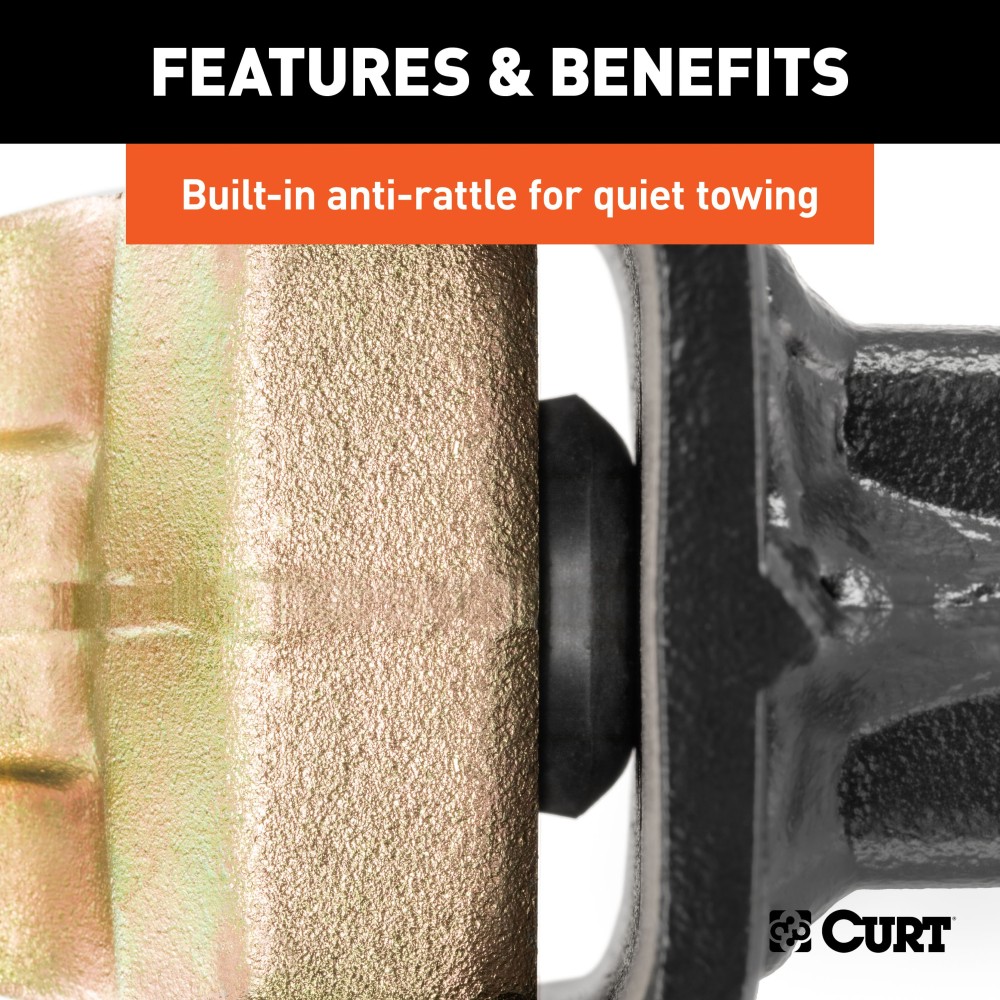 CURT Adjustable Ball Mount with Anti-Rattle and Durable Finish CURT adjustable ball mount with anti-rattle design and durable black finish.