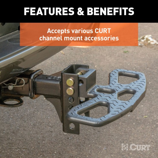 CURT Adjustable Ball Mount with Anti-Rattle and Durable Finish CURT adjustable ball mount with anti-rattle design and durable black finish.